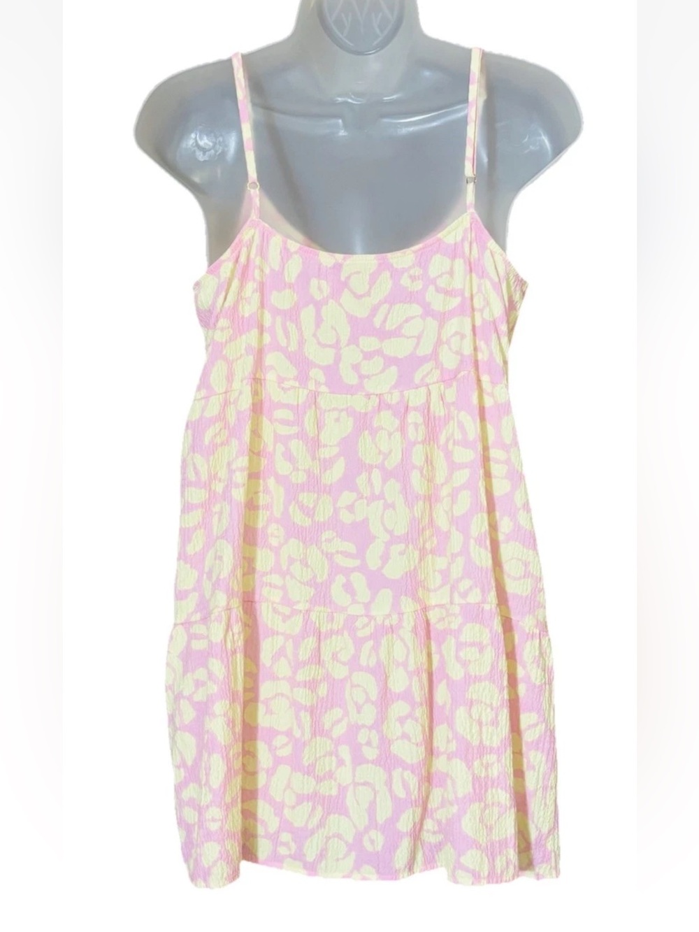 Show Me Your Mumu Caroline Mini Sundress Lemonade Cheetah Pink Yellow Pockets XS - Picture 5 of 11